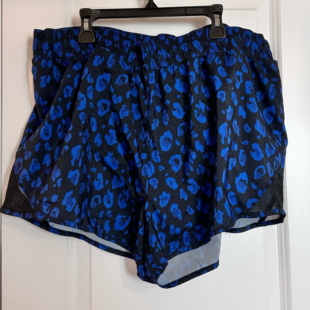 Blue and Black Animal Print Athletic Shorts